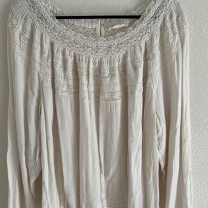 Lucky Brand Scoop Neck Long Sleeve Peasant Top